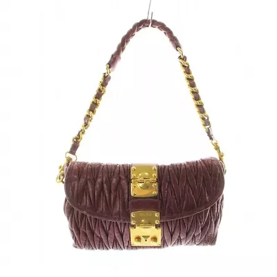 Miu Miumiu Matelasse Nappa Leather Shoulder Bag Clutch Chain Logo Gold Hardware • $279.81