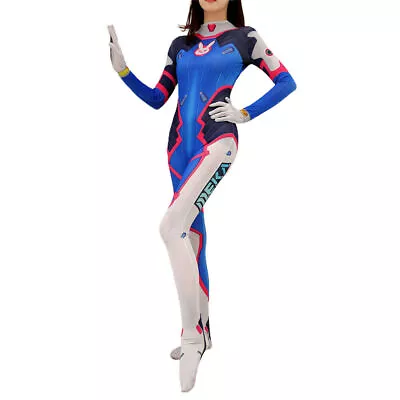 OW Overwatch D.Va Fancy Dress Women Bodysuit Jumpsuit Halloween Cosplay Costume  • $30.49