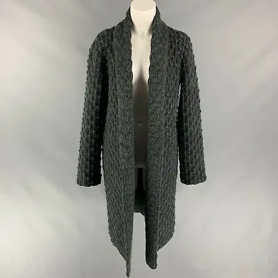 $661 • Buy MISSONI Size US 6 / IT42  Charcoal & Green Knitted Wool Mohair Open Front Coat