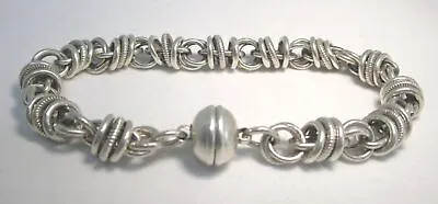 Milor Italy 925 Sterling Silver Bracelet W Magnetic Clasp 25.9 Grams  8” Long • $60