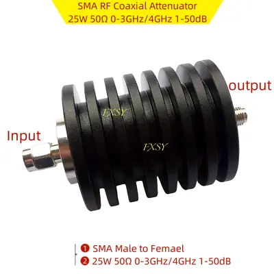 SMA RF Coaxial Attenuator 25W 50Ω 0-3GHz/4GHz 1/2/3/5/6/10/15/20/25/30/40/50dB • $27.73