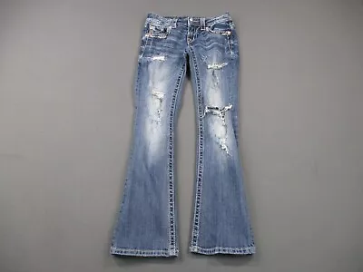 Miss Me Jeans Women Size 25 Bootcut Blue Denim Wings Back Flap Pocket Distressed • $34.99