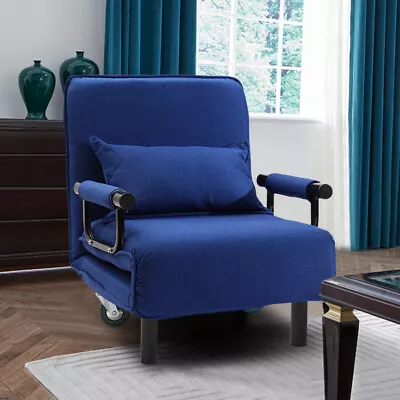 Sofa Bed Recliner Armchair Lounge Wheels Chair Beds Single Sleeper Couch Fabric • £119.95