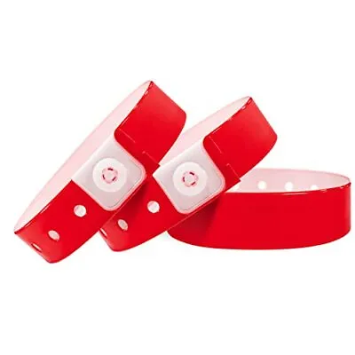 Plastic Party Red Wristbands-100 Pack Colored Vinyl Wristbands For Events-Wat... • $21.28