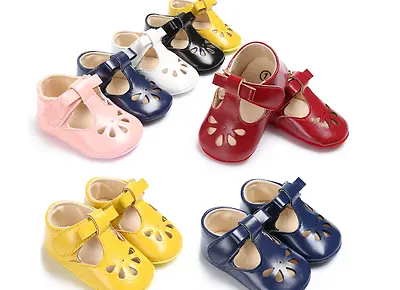 Newborn Baby Boy Girl Soft Sole T- Bar Pram Shoes Toddler Mary Jane Shoes 0-18 M • £4.99