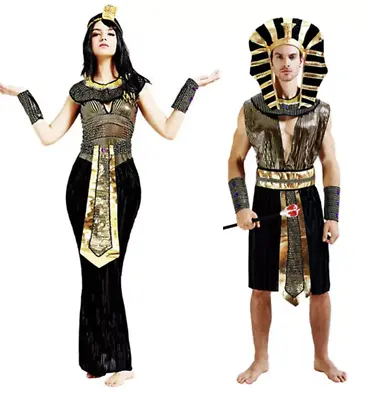 Halloween Costume Egyptian Pharaoh Accessories Hat Neck Belt Wrist Guard Wig • £3.99