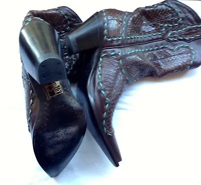 £200 • Buy  Cowboy Boots R..soles Judy Rothchild Snake Brown Leather  