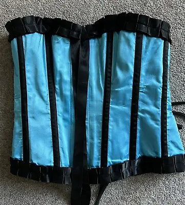 Basque Corset Metal Hook Front Fastening  Turquoise Black 32 Inch • £6.99