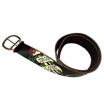 Ed Hardy 7829 Melrose True Love Rhinestone Genuine Leather Belt 42  • $45