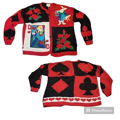 Susan Bristol Vintage Disney Alice In Wonderland Knit Cardigan Sweater 2xl Plus • $89.95