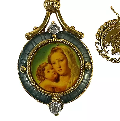 The Vatican Library Collection Necklace Mary Madonna Jesus Enameled Locket L • $27.99