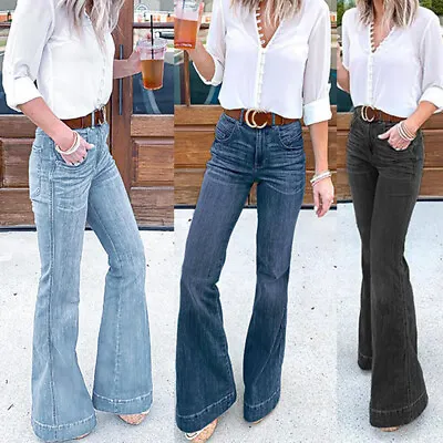 £18.29 • Buy Womens Stretch Denim Jeans Ladies Slim Fit Bootcut Flared Pants Trousers Size 14