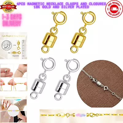 4Pcs Magnetic Necklace Clasps And Closures 18K Gold And Silver Plated Bracelet • $7.25