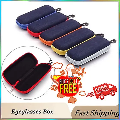 Portable Zipper Eye Glasses Hard Case Sunglasses Box Protector Large Hold Gift • £2.81