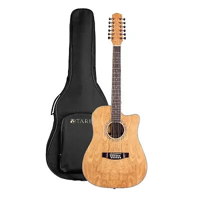 12 Strings Acoustic Electric Cutaway Guitar Curly Ash Top Mahogany Back • $169.99