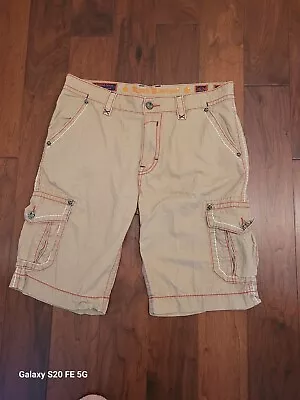 Rock Revival Classic Cargo Shorts W/Leather Detail & Colored Stitching Men's 36 • $35.99