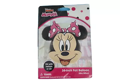 Birthday Balloon Disney Jr Minnie Mouse Head Mylar Foil Large 35  Pink Black • $9.25