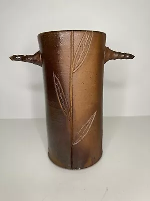 Studio Art Pottery Vase With Decoration Carvings / Signed On Base W/ Fish Emblem • $39.95