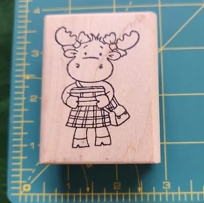 #2 RARE-VINTAGE-RILEY The Moose-Going To School  Cartoon-90's Rubber Stamps. B4 • $5.59