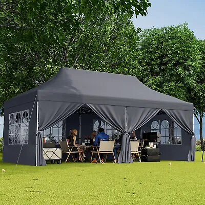 6 X 3 M Pop Up Gazebo Heavy Duty Large Canopy Tent W/ 6 Sidewalls & Carrying Bag • £179.95