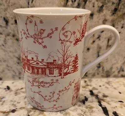 The Jefferson Monticello Home Hand Crafted Red China Coffee Tea Cup • $12.94