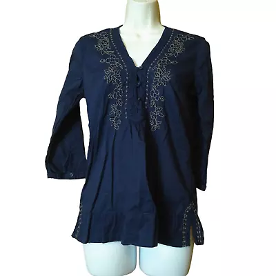 LOGG Label Of Graded Goods Women's Size 4 Embroidered 3/4 Sleeve Boho Blouse • $13.99