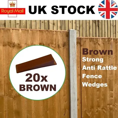 £8.95 • Buy 20 Brown Fence Panel Wedges Clips Security Grips, Stops Rattling Fences Fast 