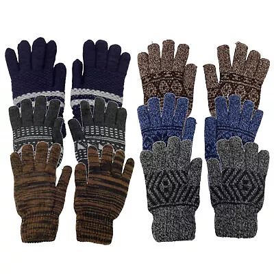 4 Pack Men's Thermal Fleece Lined Winter Insulated Knit Thick Gloves • $10.99