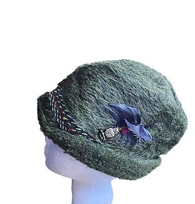 Vintage Cossack Hat Men's Green Winter Russian Faux Fur Feather Cap Size Large • $12.82