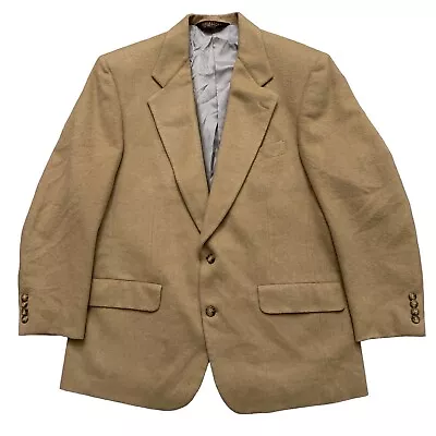Nordstrom Blazer Jacket Mens Size 42R Sports Coat 100% Camel Hair Beige Vintage • $59.95