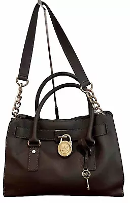 Michael Kors Jet Set Mahogany  Signature Medium Hamilton Leather Satchel Purse • $11.50