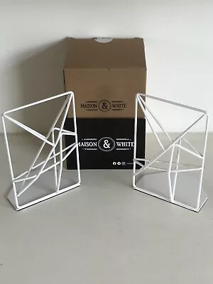 Pair Of Bookends Geometric Sturdy  By Maison&White Metal Modern White Brand New • £5.50