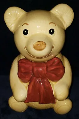  Vintage Metlox Teddy Bear Cookie Jar-Super Cute Red Bow Tie • $27.45