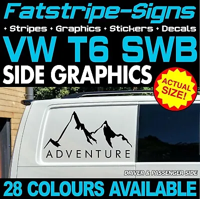 To Fit VW T6 SWB ADVENTURE MOUNTAINS GRAPHICS DECALS DAY VAN CAMPER VAN • £32.99
