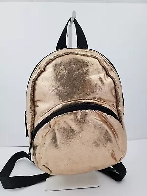 Hollister Women Metallic Gold Fabric Small Backpack/book Bag Rare Used Y2k • £18.99