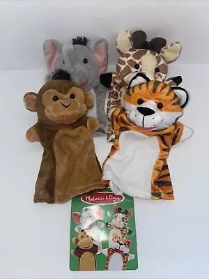 Melissa & Doug Zoo Friends Hand Puppets Giraffe Tiger Monkey Elephant • $11.89