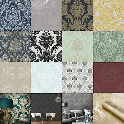 Damask Wallpaper Classic Floral Woodland Animals Metallic - Various Designs • £2.99