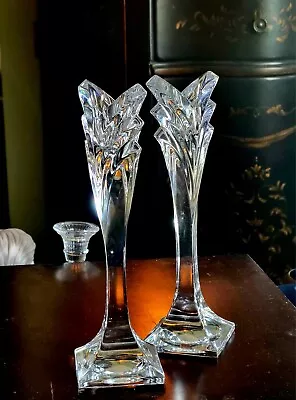 (Set Of 2) MIKASA ® Art Deco Tulip Style 25% Lead Crystal Candle Stick Holders • $54