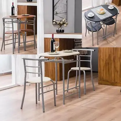 Modern High Gloss Dining Table And 2 Chairs Set Metal Frame Kitchen 5 Colors NEW • $74.99