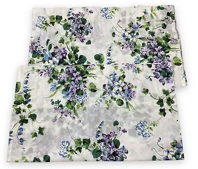 $26.50 • Buy 2 Purple Blue Floral Curtain Panels Cottage Garden Farmhouse 29x33” Rod Pocket