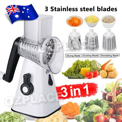 Kitchen Vegetable Food Manual Rotary Drum Grater Chopper Slicer Fruit Cutter • $16.45