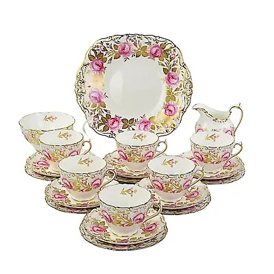 Coalport 21 Piece Tea Set Swansea Rose Exquisite • £550