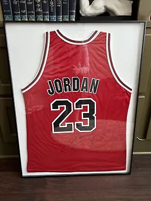 Michael Jordan Chicago Bulls SIGNED Champion NBA Vintage Jersey Framed • $1500