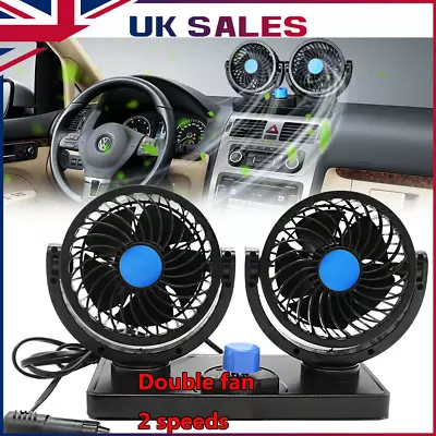 2 Speeds Single Dual Head Car Cooler Electric Cooling Fan Air Conditioner 12V • £11.95