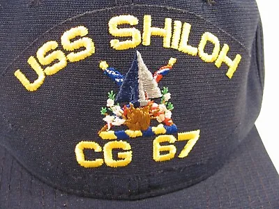 USS Shiloh Hat Mens Navy Blue Logo Vintage New Era USA Snapback Cap Plankowner • $15.15