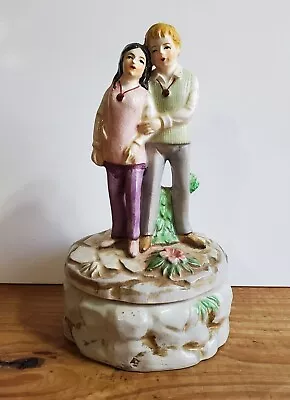 Vintage Lovers Music Box Plays Love Story Song Japan 1970’s • $14.99