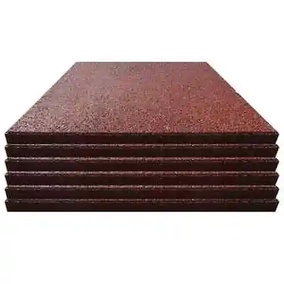 6x Rubber Tile Garden Mats Black Floor Carpet Fall Protection Playground Safety • £99.59