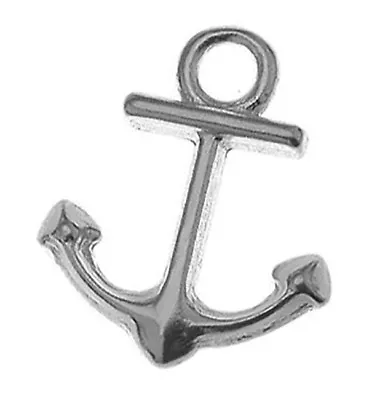 One Sterling Silver 925 Anchor Charm / Pendant With Integral Closed Ring 13 Mm • £1.90