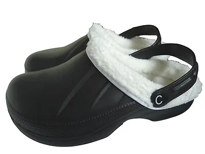 Fur Clogs Warm Slippers Furry Full Lined Garden Kitchen Chef Shoes - FAC SECONDS • £12