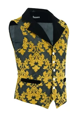 Men's Monarch Vest Black & Gold Victorian Single Breasted Waistcoat Vest • $44.85